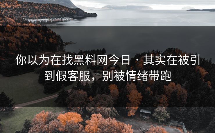 你以为在找黑料网今日 · 其实在被引到假客服，别被情绪带跑